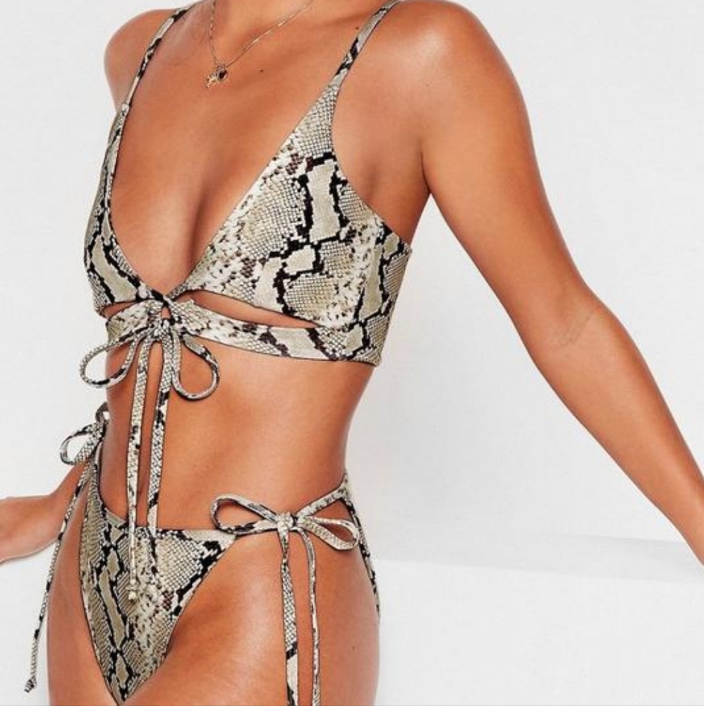 Nasty Gal Snake Print Bikini, Size 4